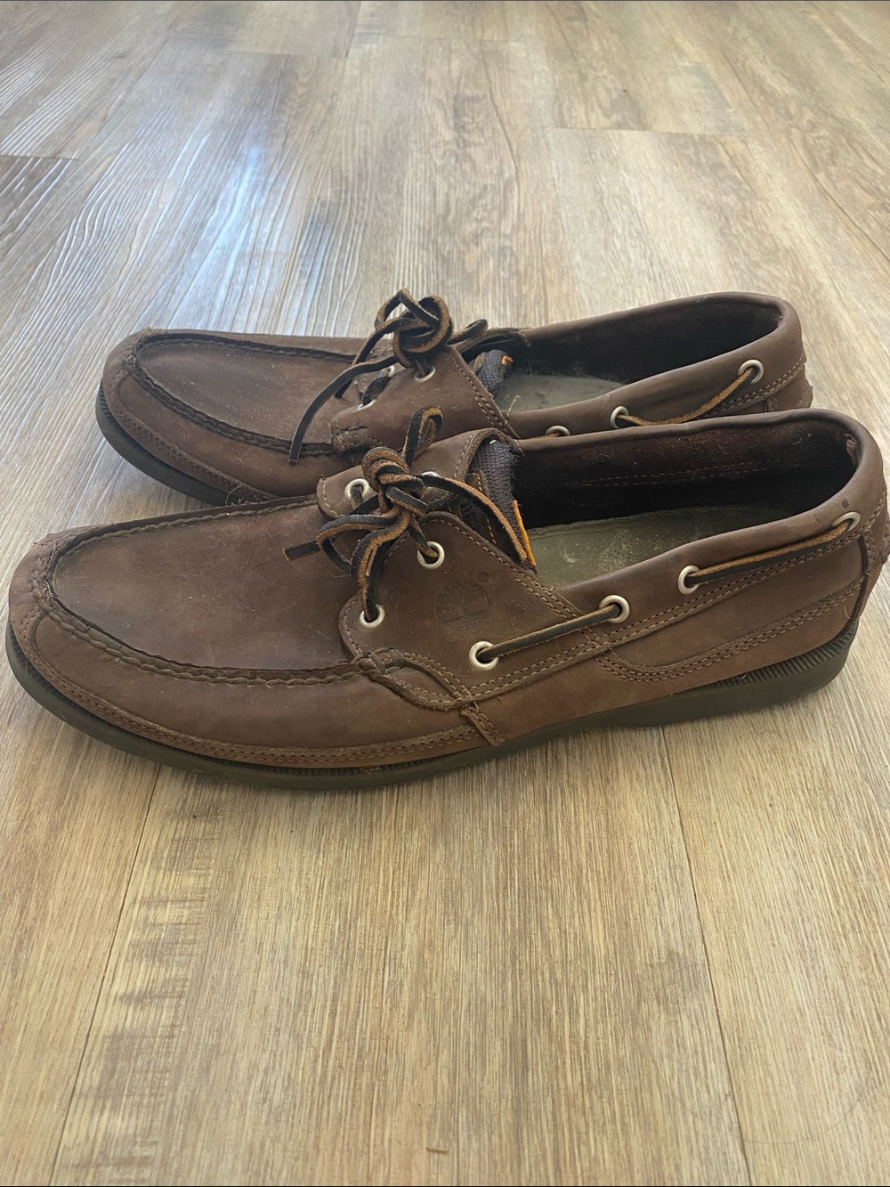 Timberland Brown Leather Moc Toe Boat Shoes
